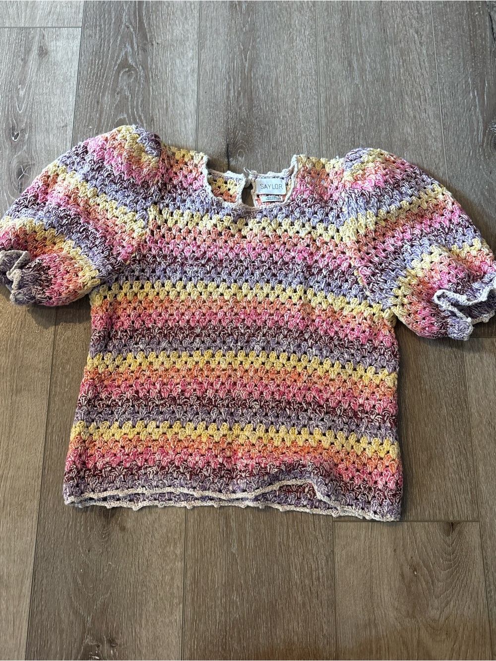 Saylor Crochet Knit Top Multicolor S